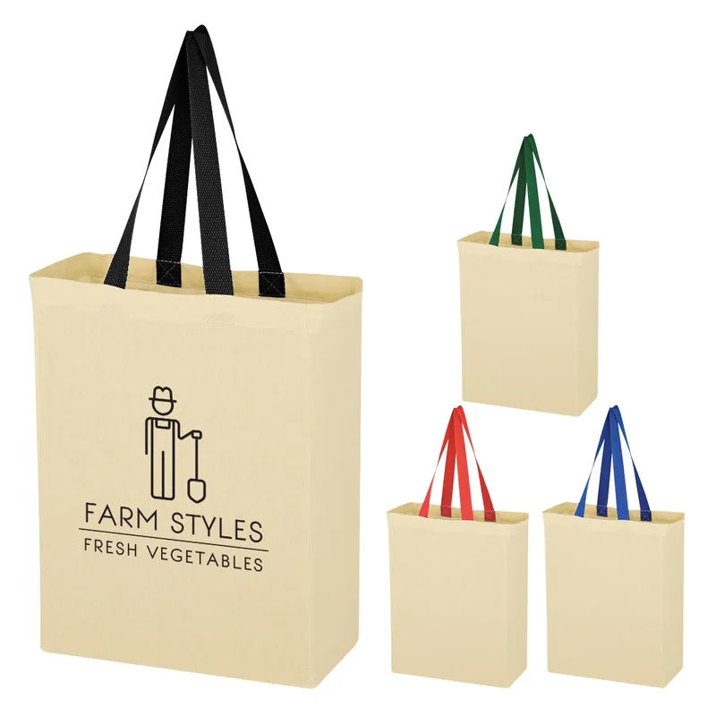 Natural Cotton Canvas Grocery Tote Bag view 2