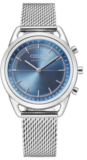 Citizen® Ladies' Connected Bluetooth® Stainless Steel Mesh Watch w/Blue Dial