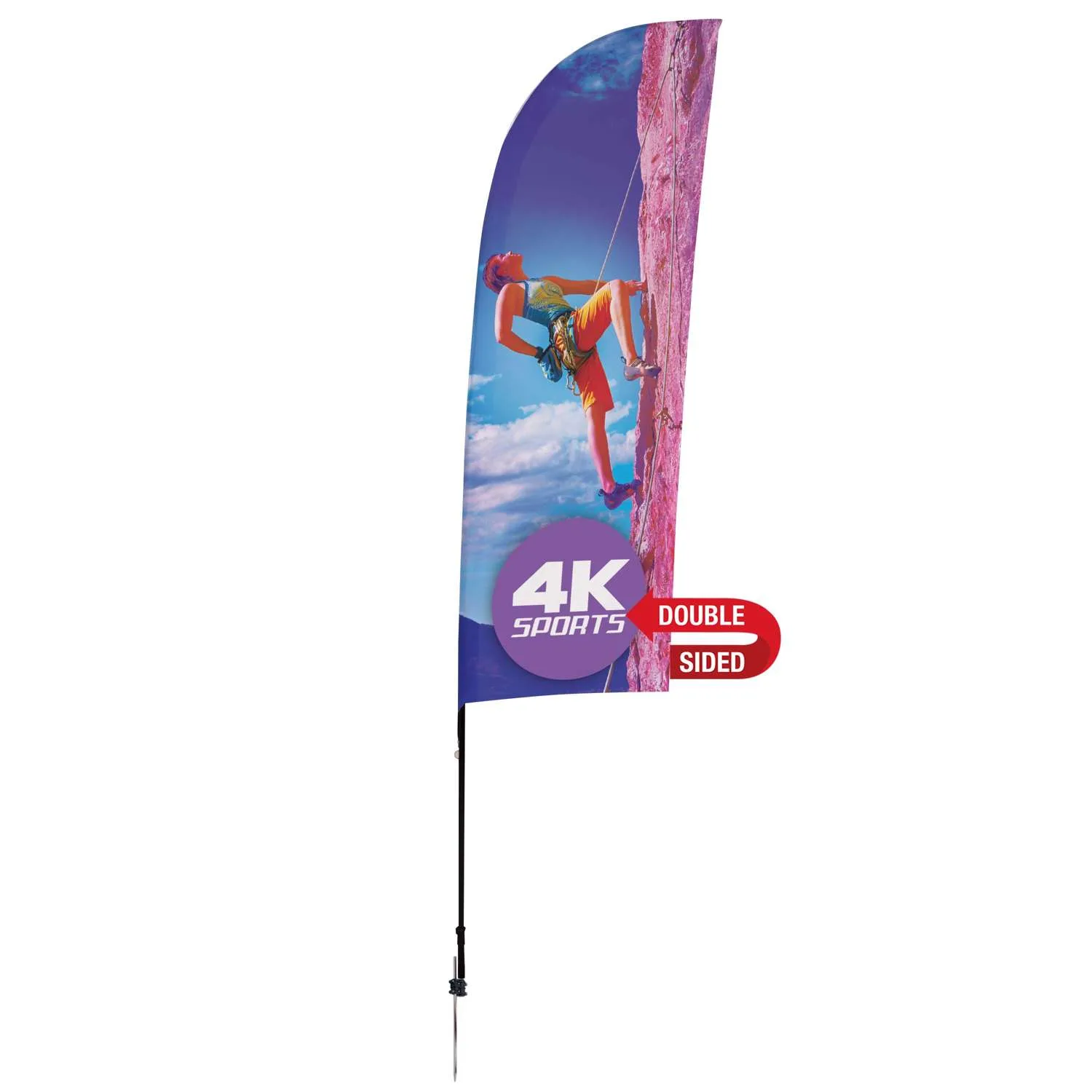 9' Streamline Blade Sail Sign Flag, 2-Sided, Ground Spike