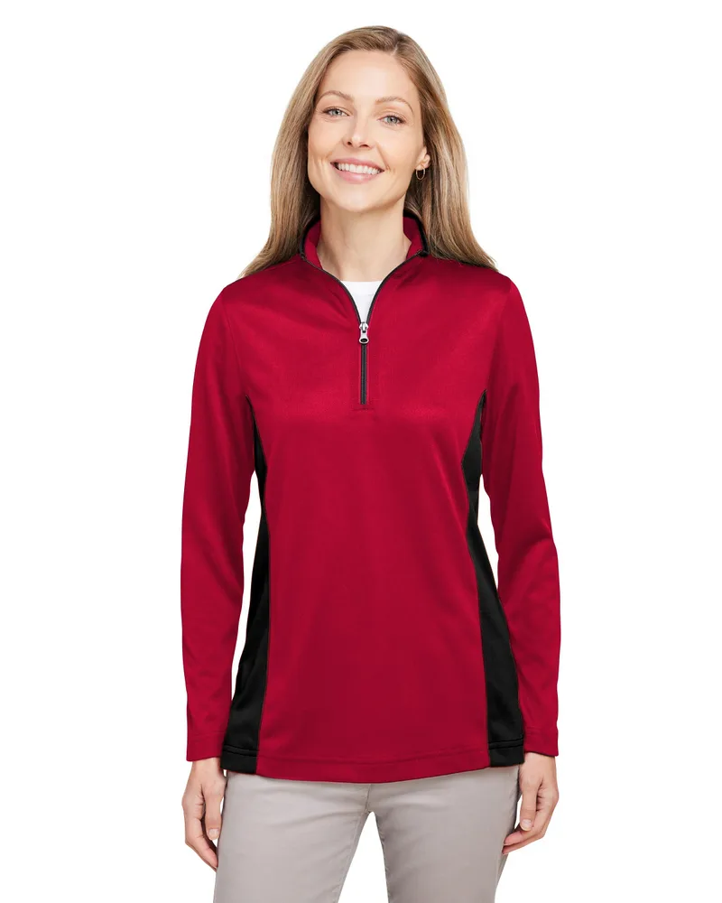 Harriton Women's Flash Snag Protection Plus IL Colorblock Quarter-Zip Pullover Shirt view 5