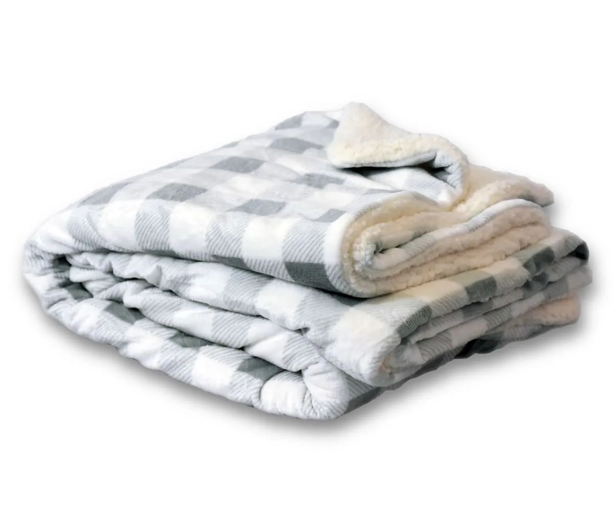 Micro Mink Plaid Sherpa Blanket (50" x 60") view 4