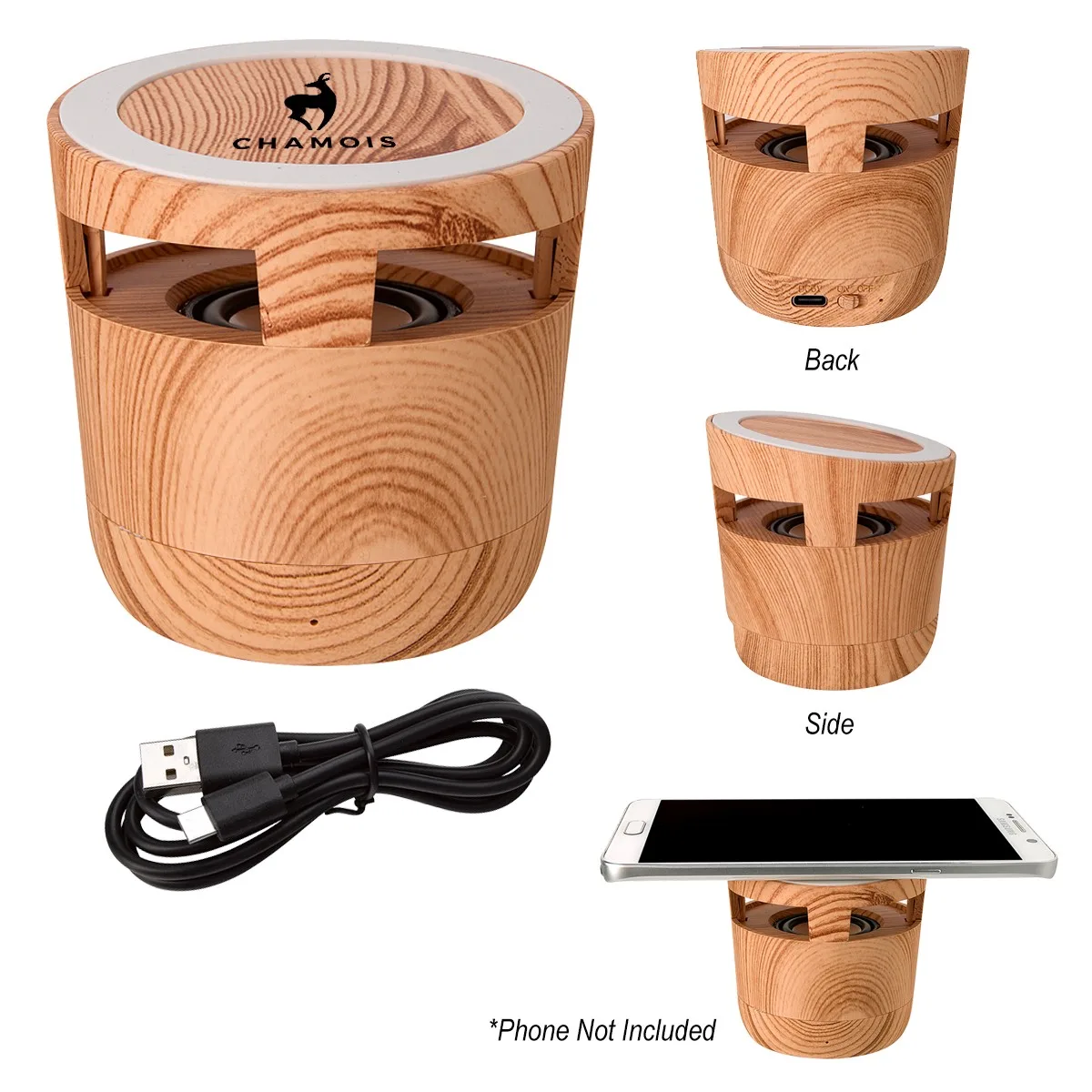 Woodgrain Wireless Charging Pad And Speaker 2.0 view 2