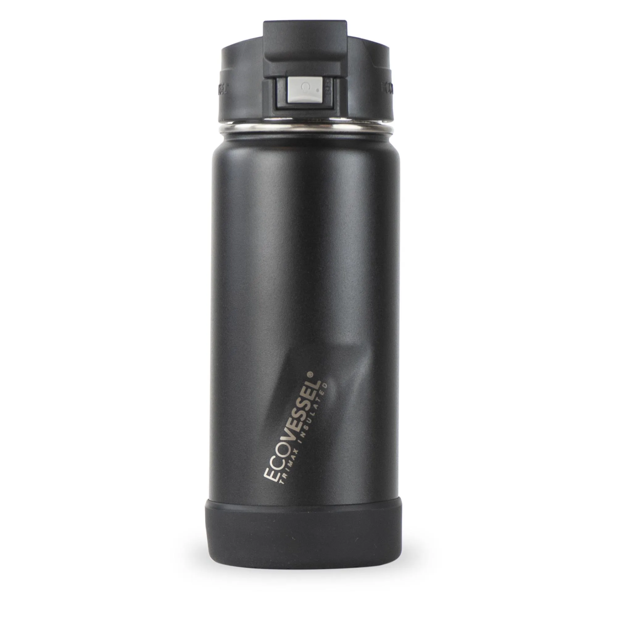 EcoVessel 16 Oz. Perk Insulated Coffee Travel Mug Tumbler w/Steel Tea Strainer In Black Shadow
