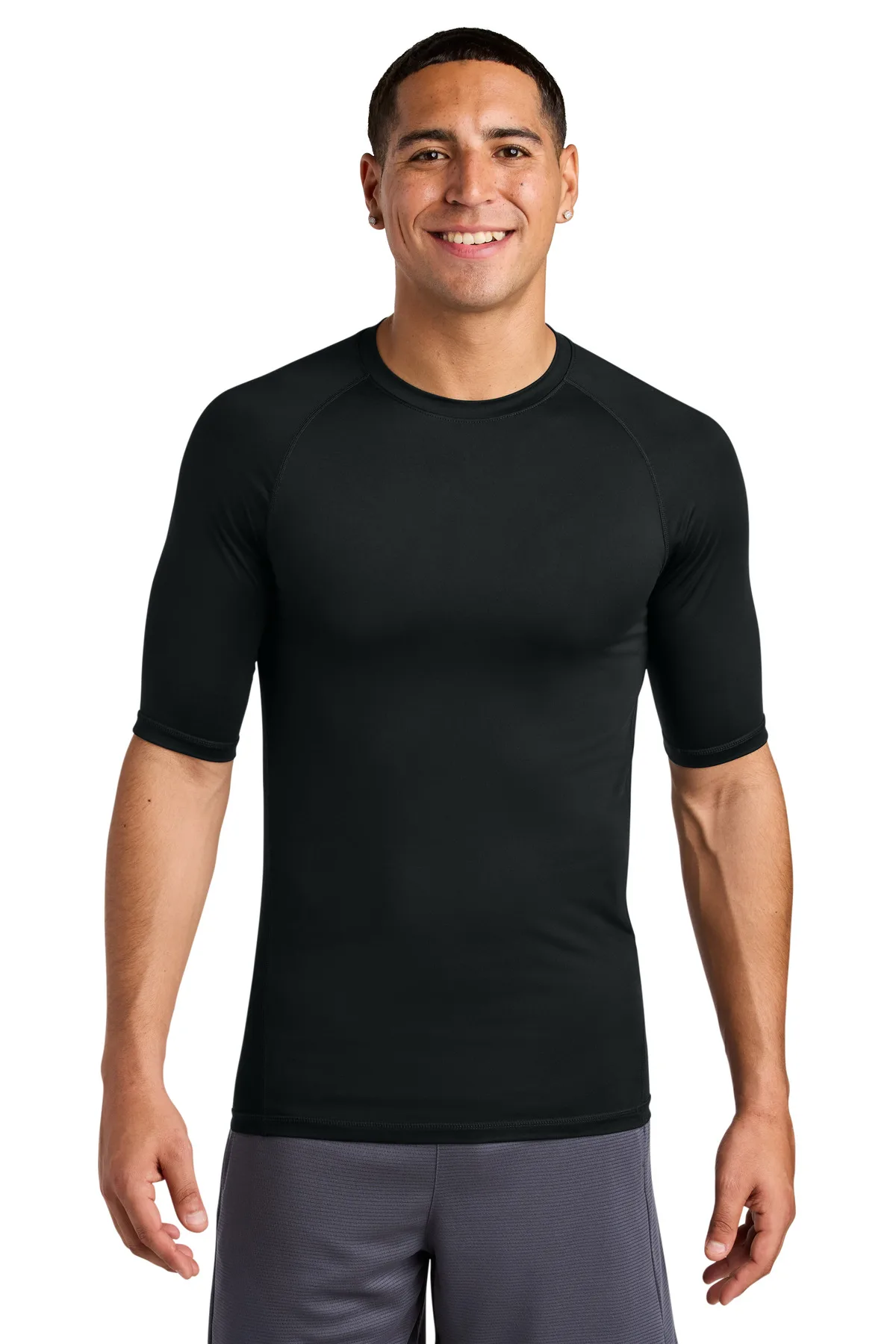 Sport-Tek® PosiCharge® Compression 1/2-Sleeve Tee — Black