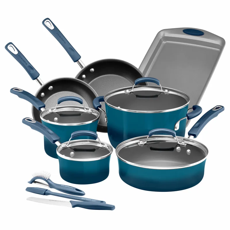 Rachael Ray 14Pc Classic Brights Nonstick Cookware Marine Blue