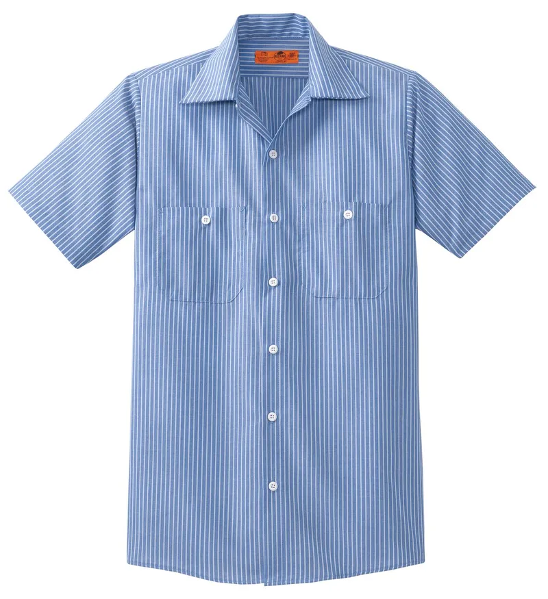 Red Kap® Short Sleeve Striped Industrial Work Shirt.
