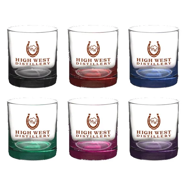 Double Rocks 10.5 oz Lexington Rocks Whiskey Glass with Color Bottom