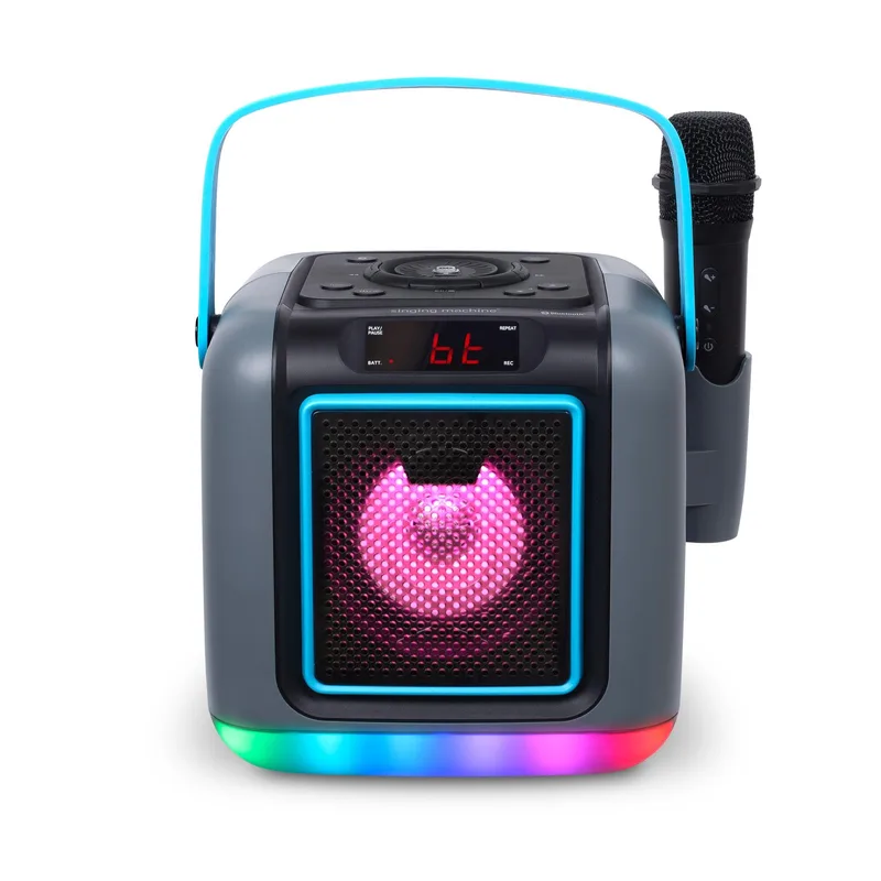 Singing Machine Cube Mini Portable Bluetooth Karaoke System W/ Light Show