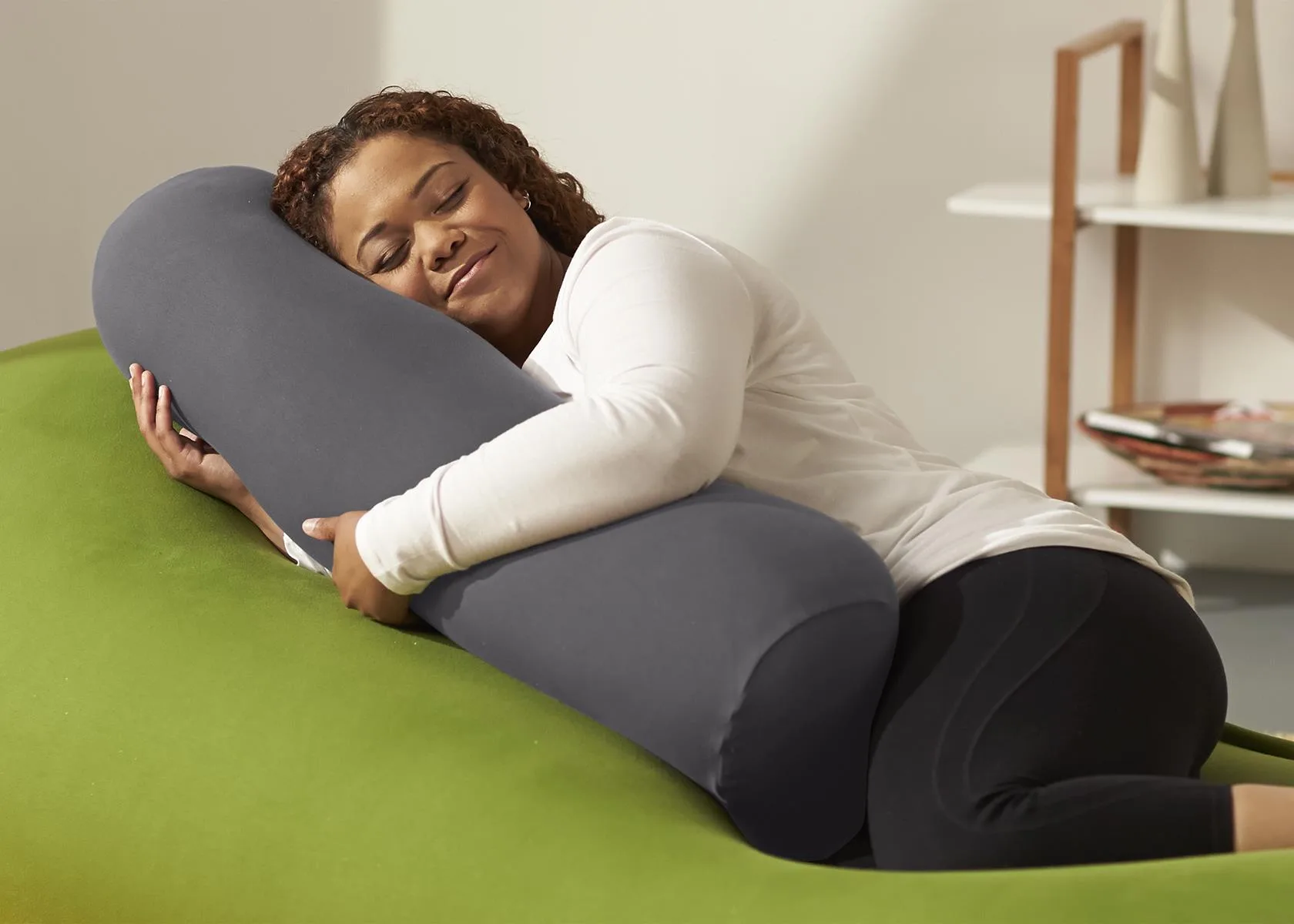 Yogibo Buddy Roll Portable Body Pillow W/ Dark Gray Cover