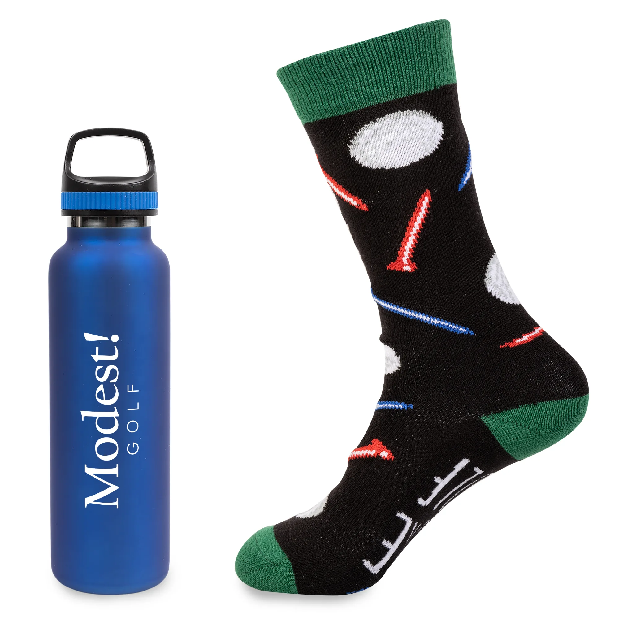 Less Work, More Golf Gift Set w/20 Oz, Stainless Steel Insulated Bottle & Socks view 3