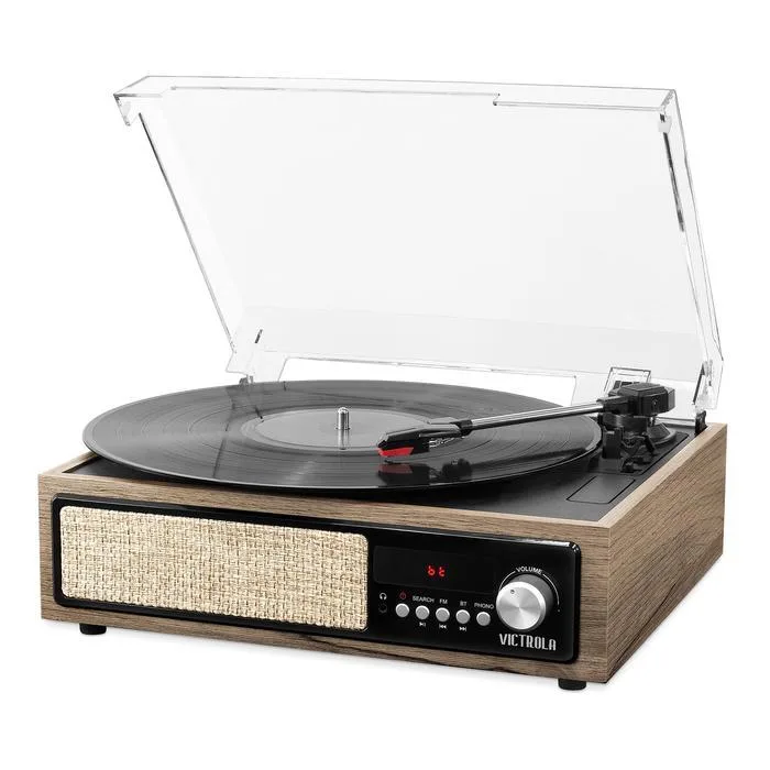 Victrola 3 In-1 Bluetooth Record Player w/Built In Speakers And 3-Speed Turntable, Farmhouse