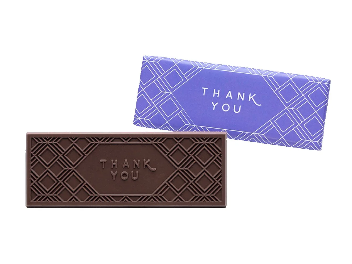 Thank You 2"x5" Themed Dark Chocolate Wrapper Bar