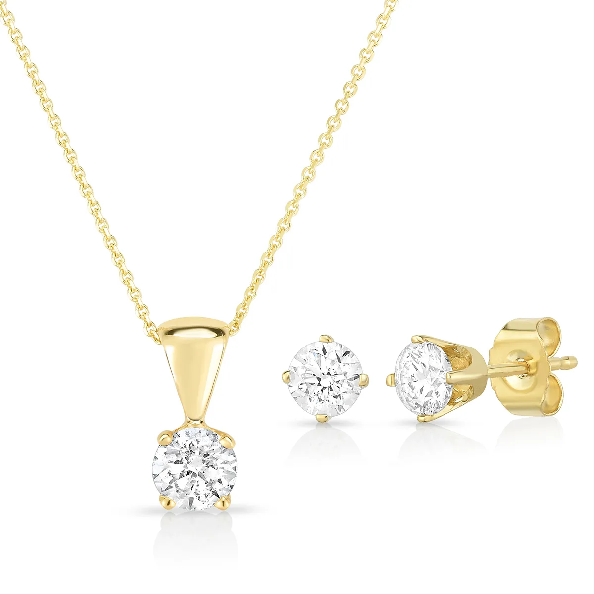 Jilco Inc Gold Diamond Earring & Necklace Set