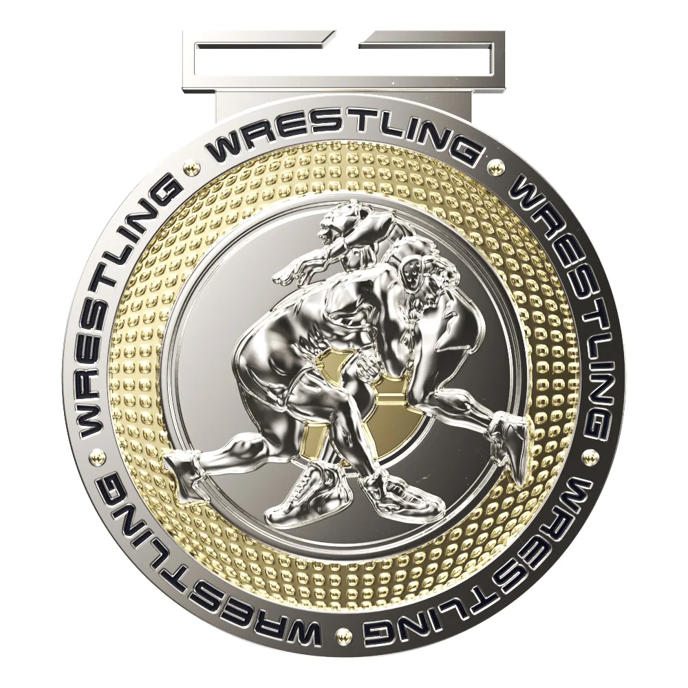 Dual Plated Wrestling Medallions 3"