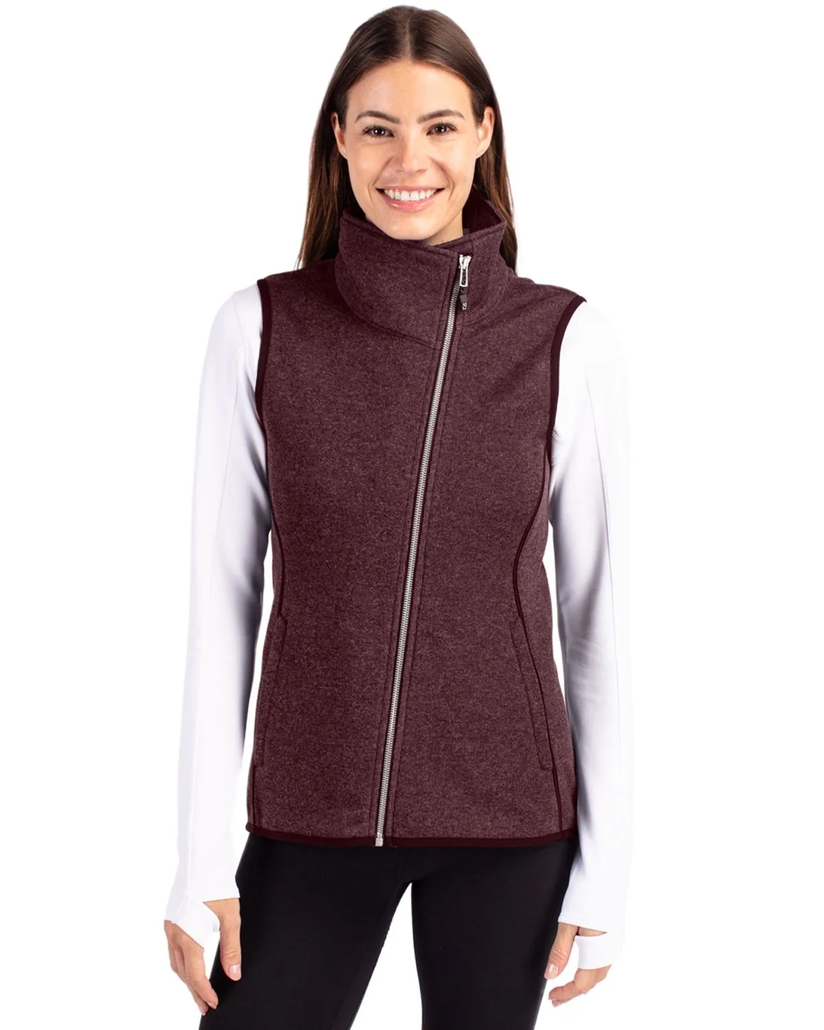 Cutter & Buck Mainsail Sweater Knit Womens Asymmetrical Vest