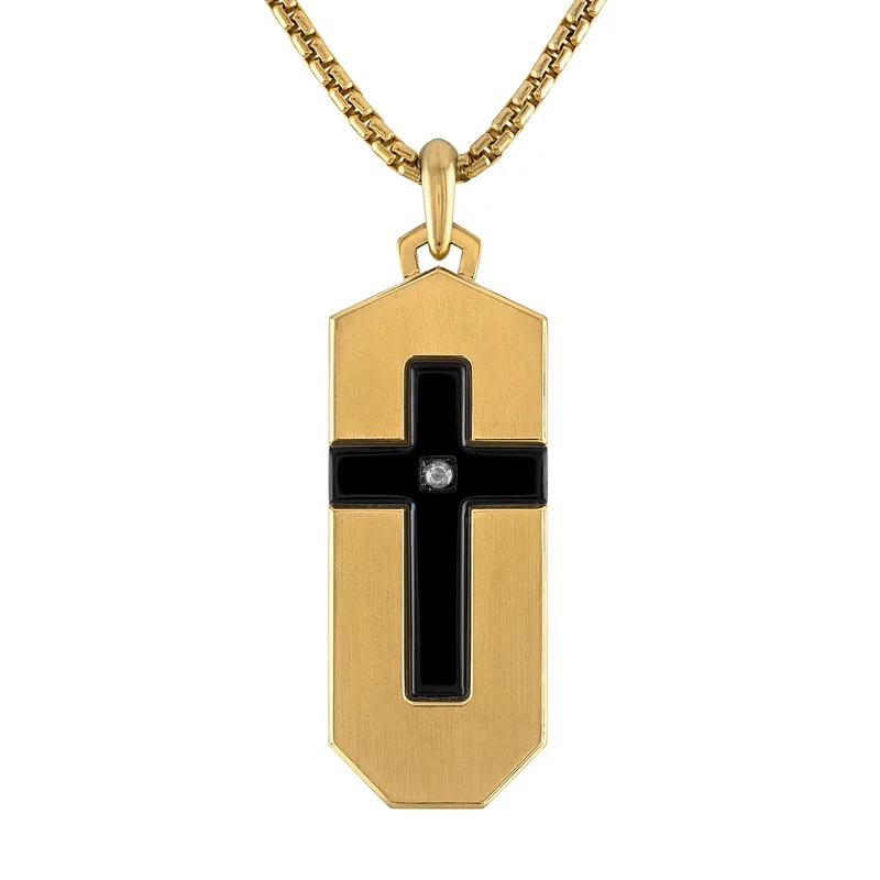 Bulova Jewelry Icon Stainless Steel Dog Tag Pendant