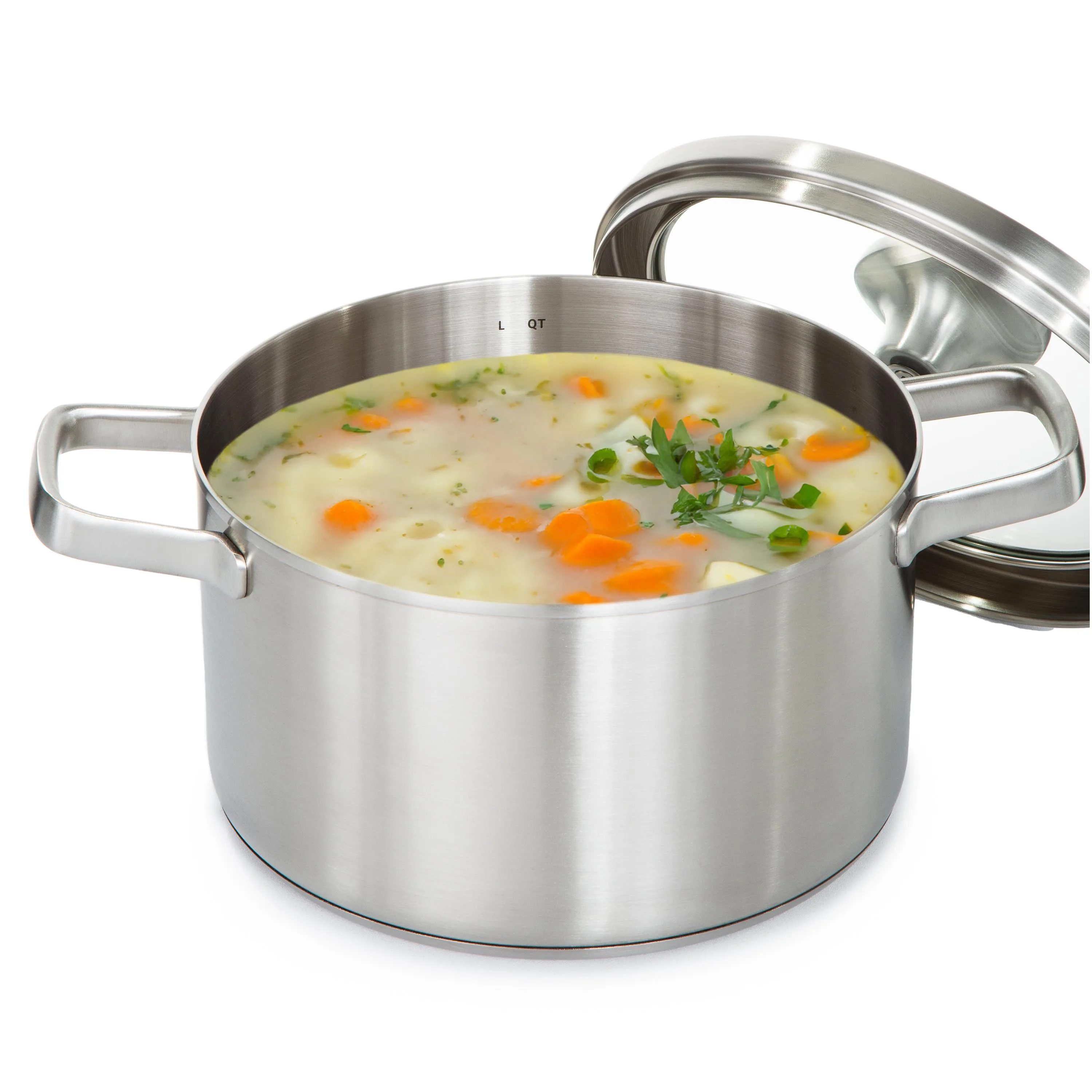 BergHoff Leo Graphite 8" Recycled Ss Cov Saucepan, 3.6Qt