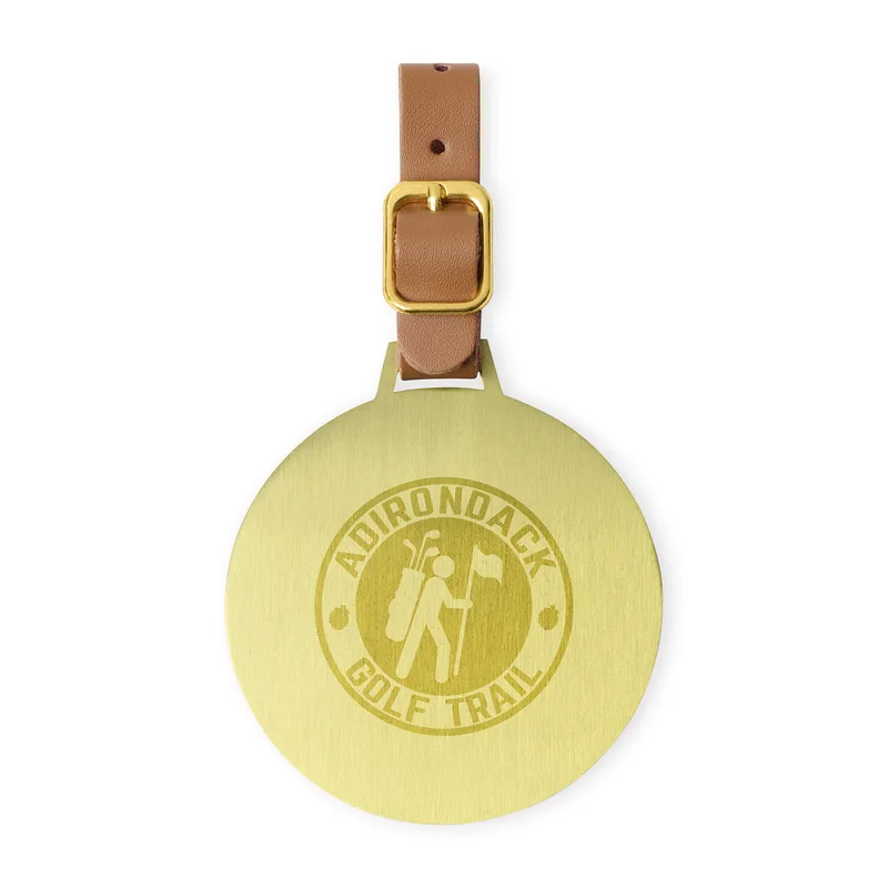 Ahead Large Round Golf Bag Tag - Antique Brass