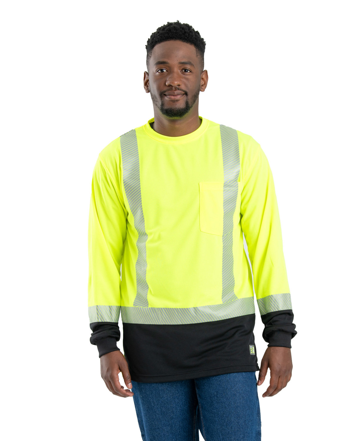 Berne Apparel Men's Hi-Vis Class 3 Color Blocked Long-Sleeve T-Shirt