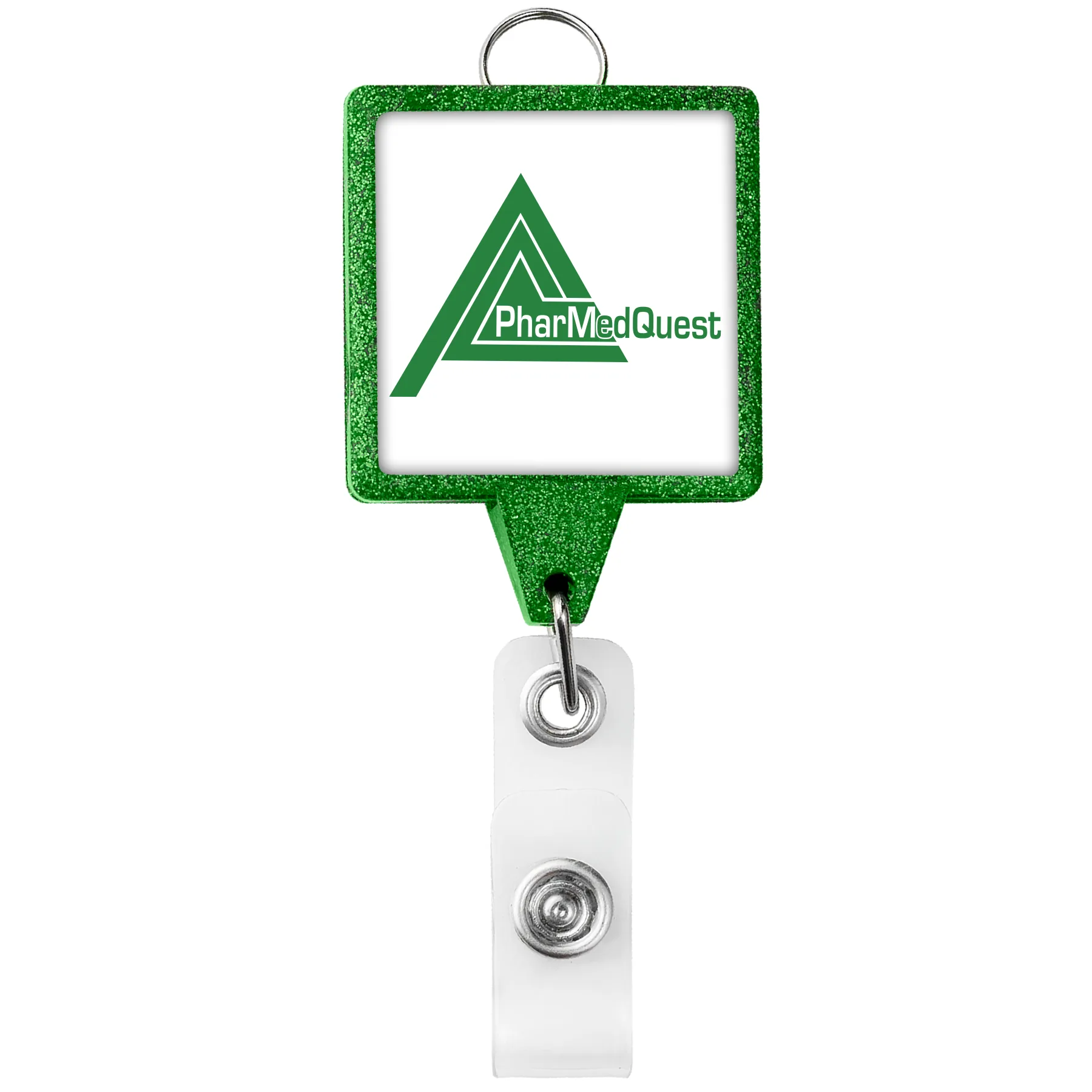JUMBO Square Glitter Retractable Badge Reel w/lanyard attachment view 6
