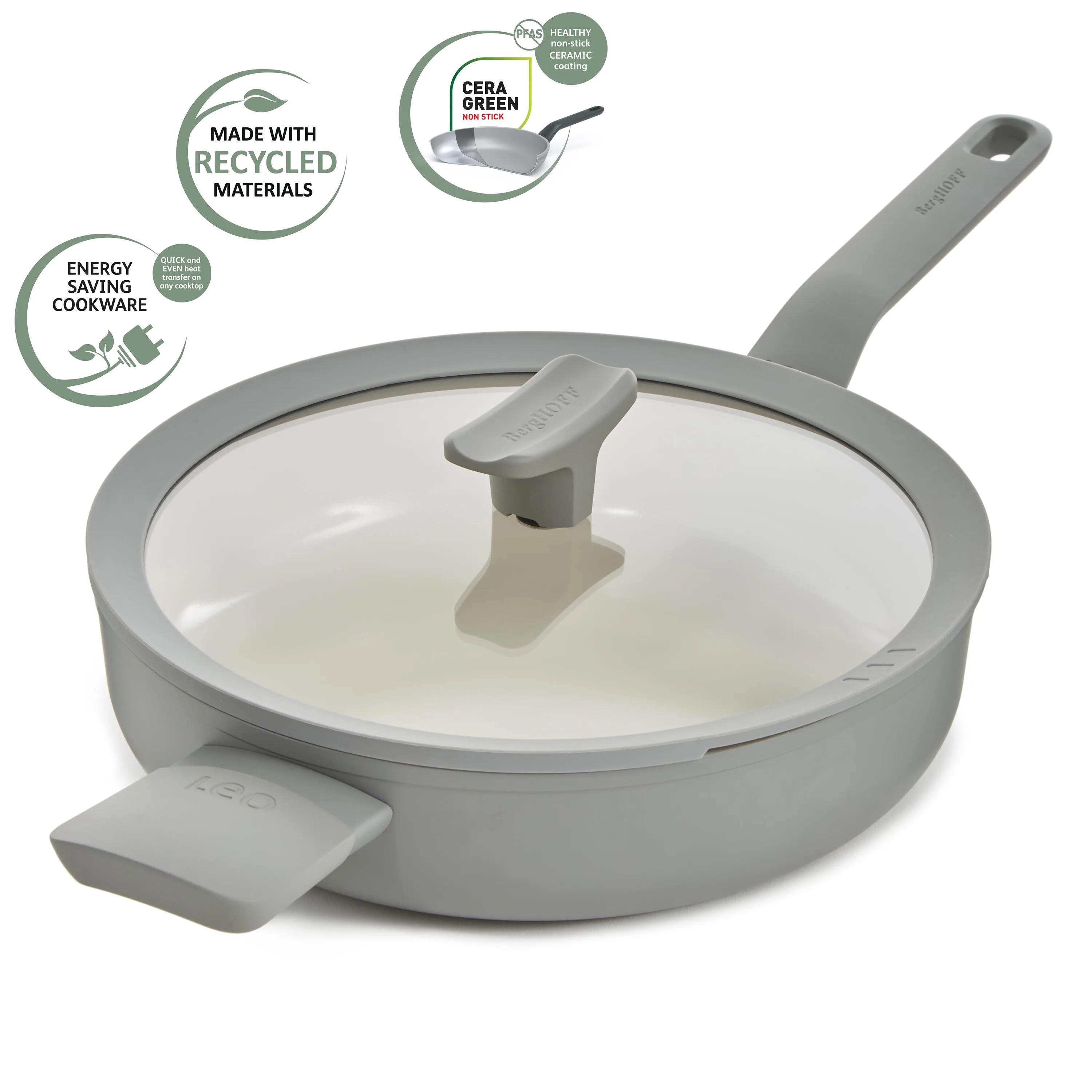BergHoff Leo Balance 10.5" Covered 3Qt. Sauté Pan, Moonmist