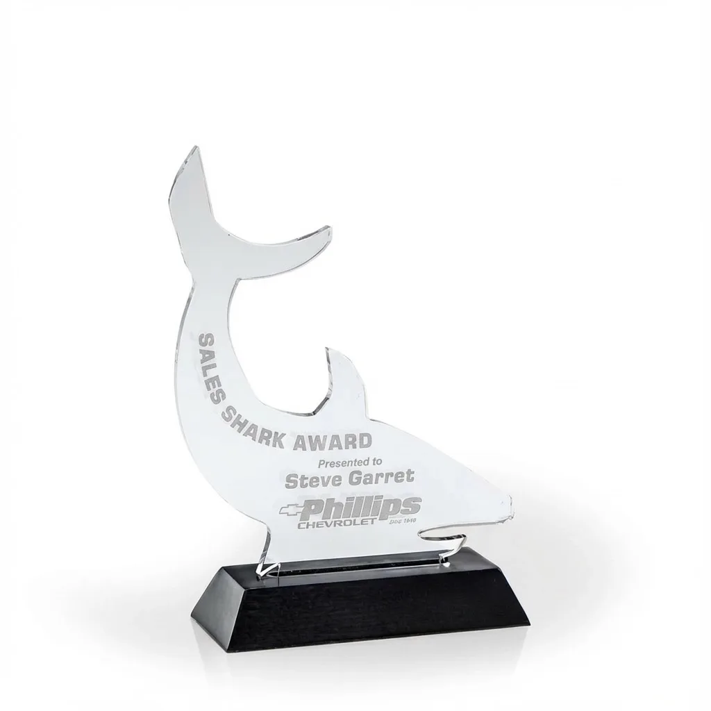 Sales Shark Award with Black Wood Base