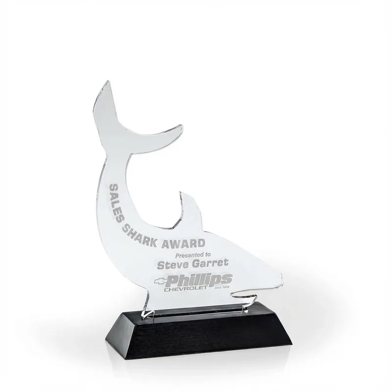 Sales Shark Award with Black Wood Base