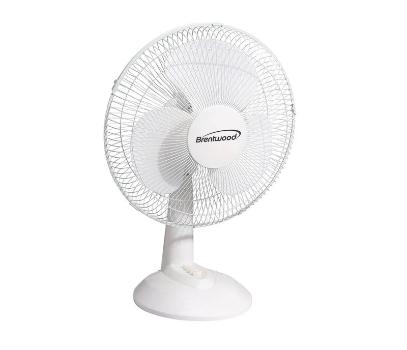 12'' White Oscillating Desk Fan