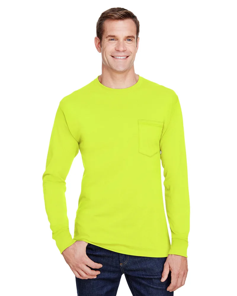 Hanes Printables Adult Workwear Long-Sleeve Pocket T-Shirt view 4