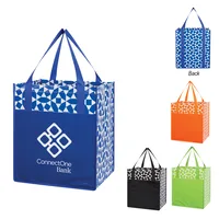 Non-woven Geometric Shopping Tote Bag — Black