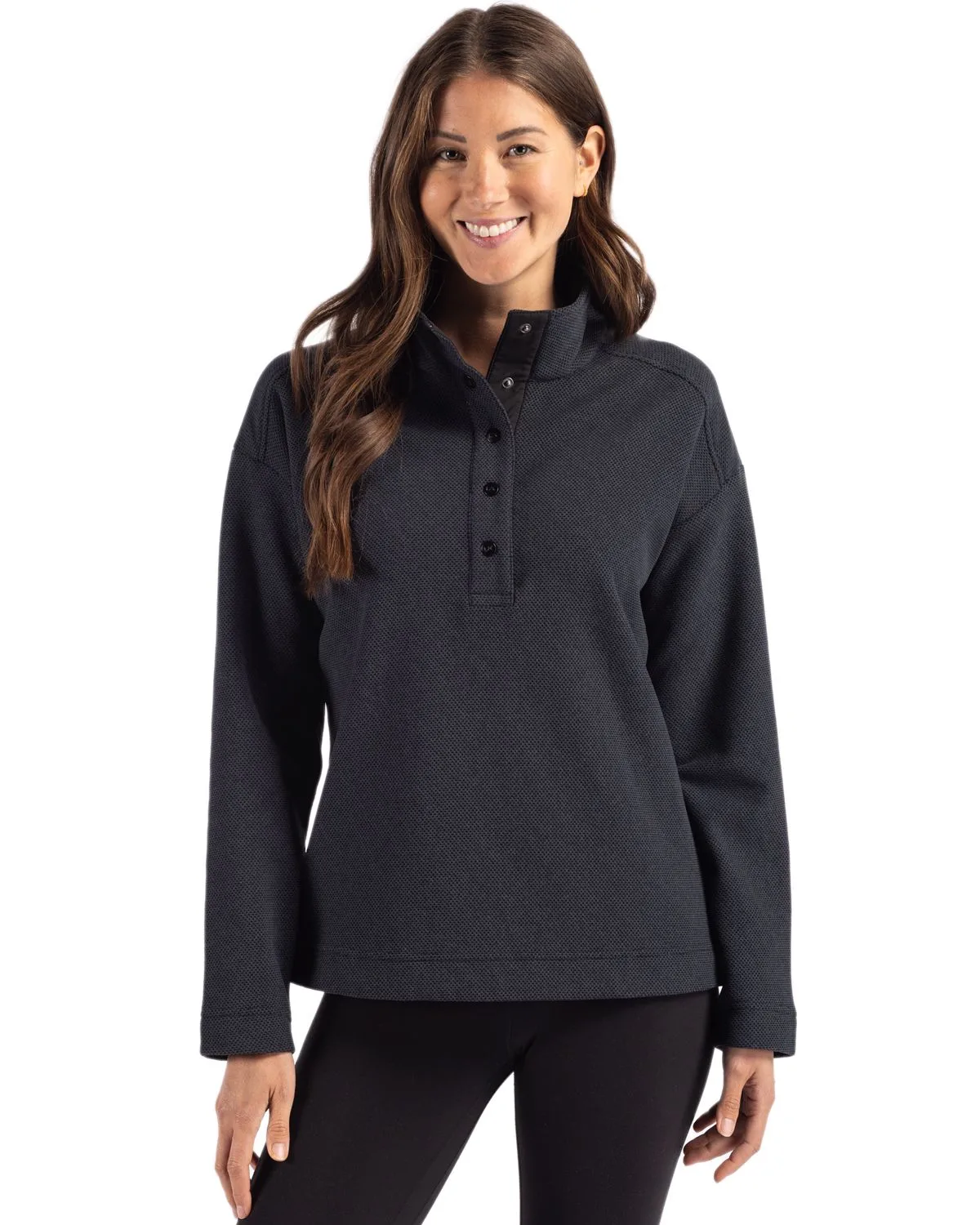 Cutter & Buck Hunts Point Eco Textured Fleece Recycled Womens Snap Pullover