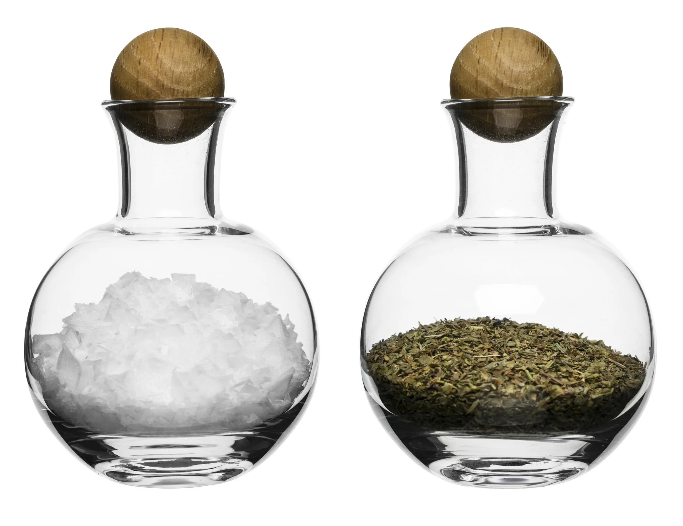 Sagaform Nature Glass Spice Serving Set w/Oak Stoppers, Set Of 2
