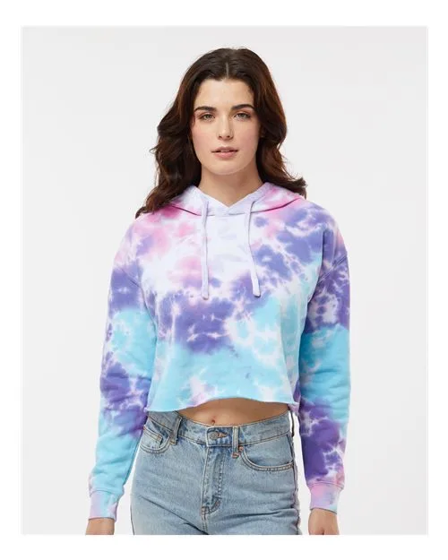 COLORTONE® Women's Tie-Dyed Crop Hooded Sweatshirt — X-Small