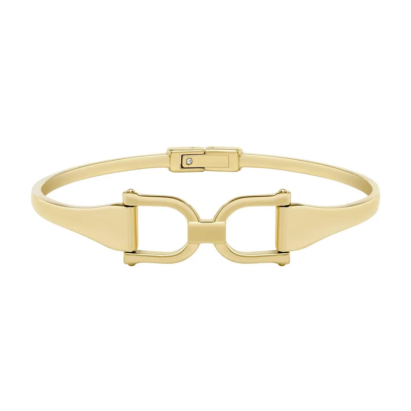 Fossil Heritage D-Link Gold-Tone Stainless Steel Bangle Bracelet