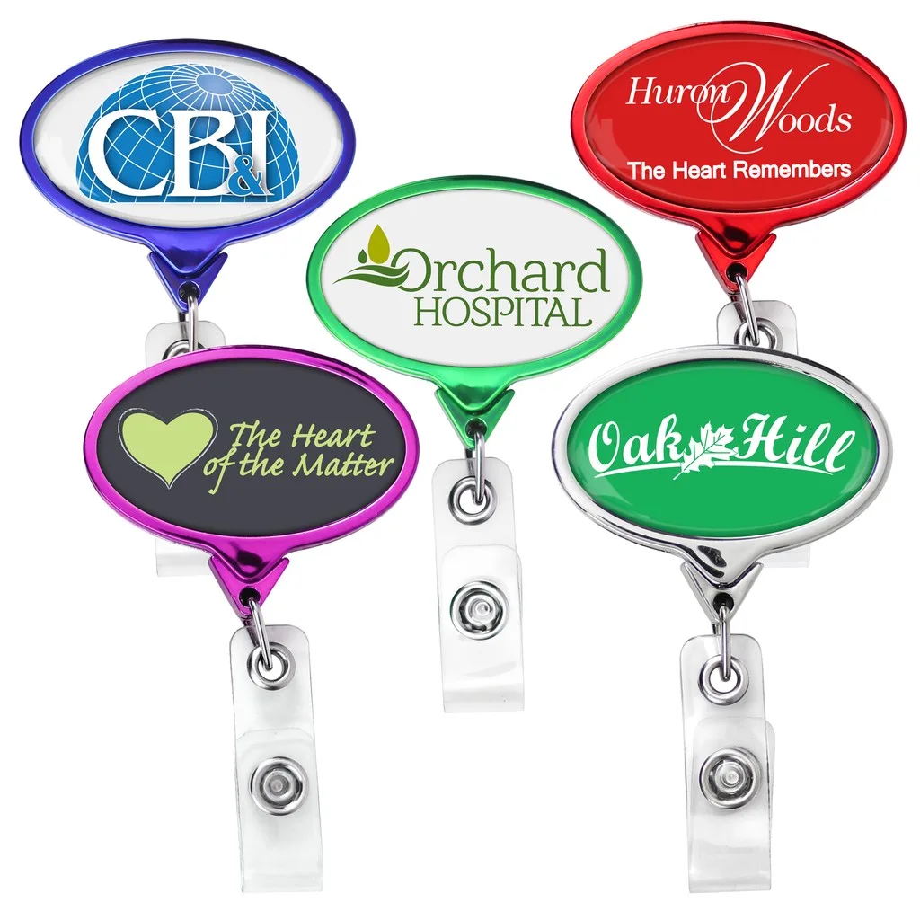 Metallic Finish Jumbo Oval Retractable Badge Reel
