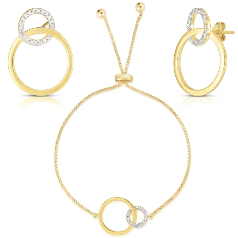 Jilco Inc Diamond Circle Bracelet & Earring Set