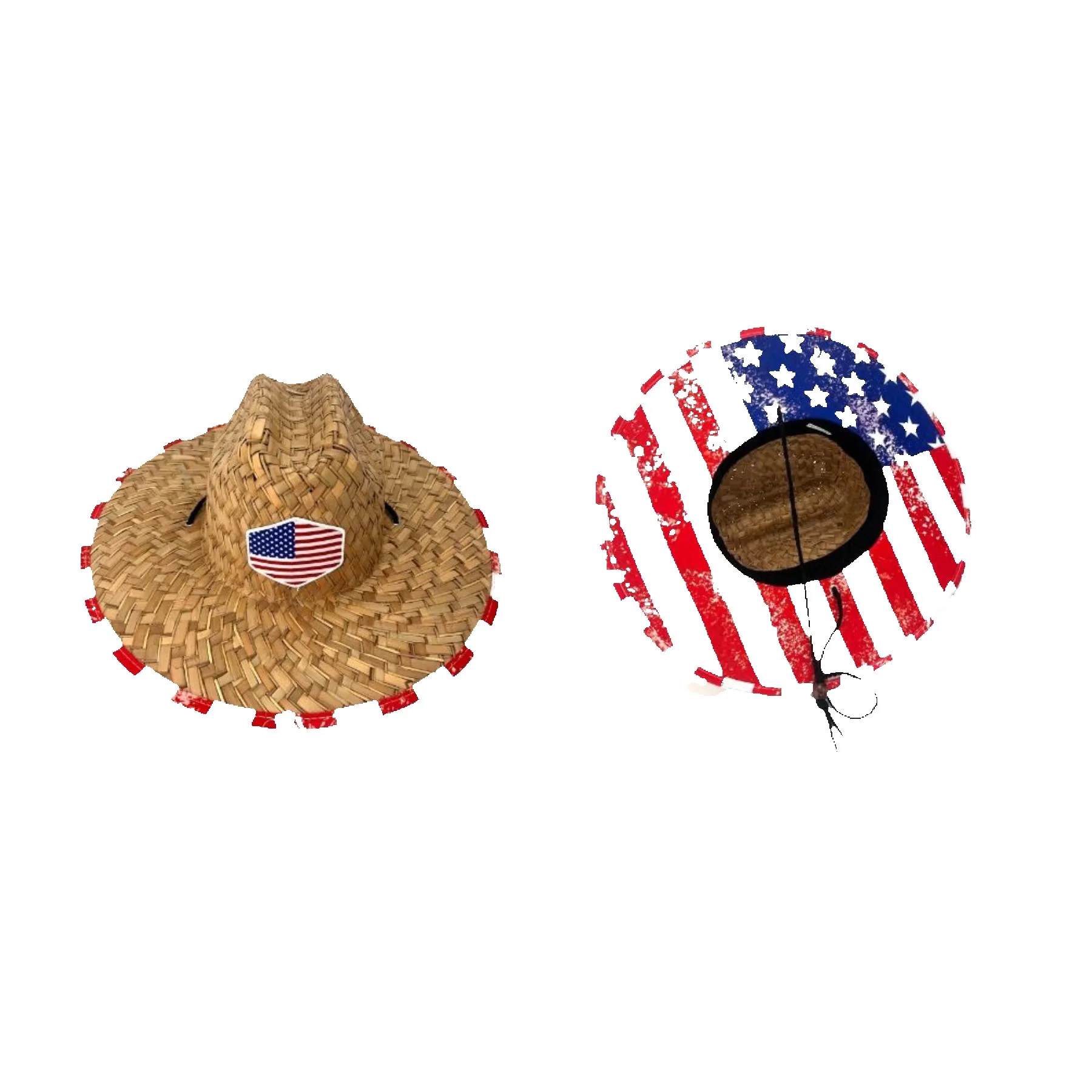 Straw Hat with Printed Under Brim
