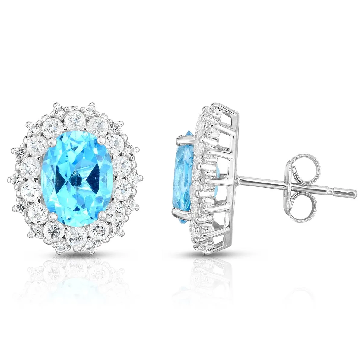 Jilco Inc Blue Topaz Earrings - 8x6mm