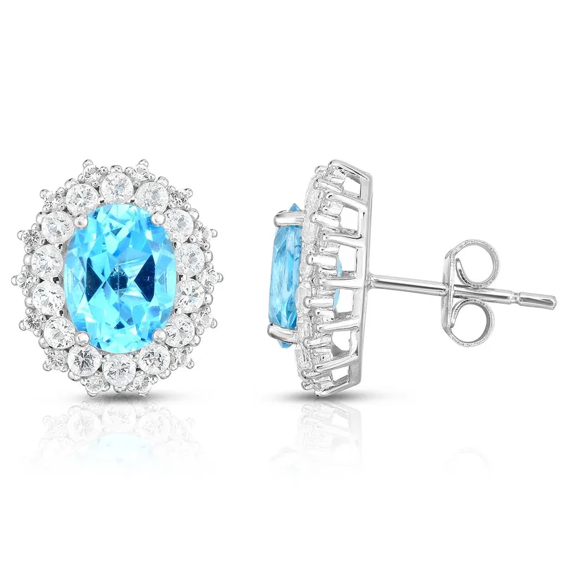 Jilco Inc Blue Topaz Earrings - 8x6mm