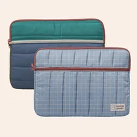 15" Zippered Pocket Laptop Sleeve (Puff Puff) — Red Zipper (PMS 207C)