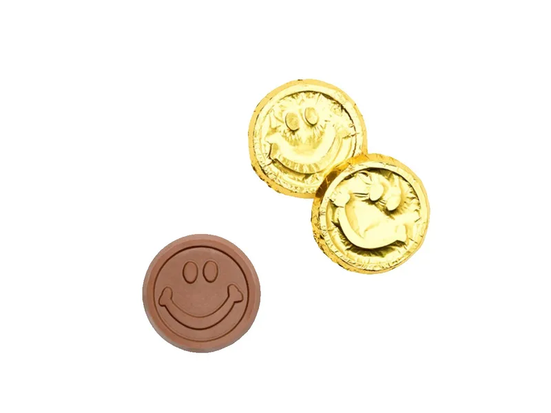 Smiley Face Premium Gold Foil-wrapped Milk Chocolate Coin