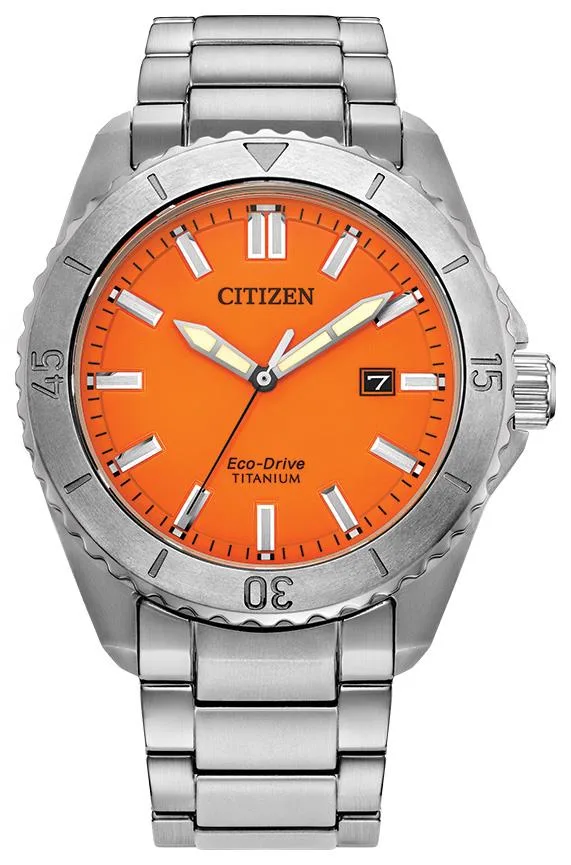 Citizen Watch Men's Brycen Super Titanium Bracelet Watch Orange Dial