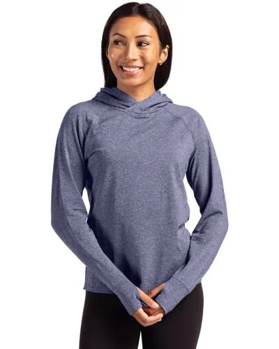 Cutter & Buck Adapt Knit Recycled Womens Heathered Hooded Pullover view 2