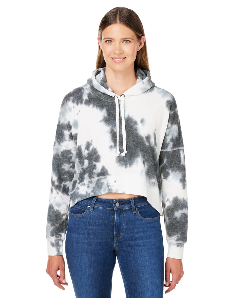J AMERICA Ladies' Triblend Cropped Hooded Sweatshirt view 2