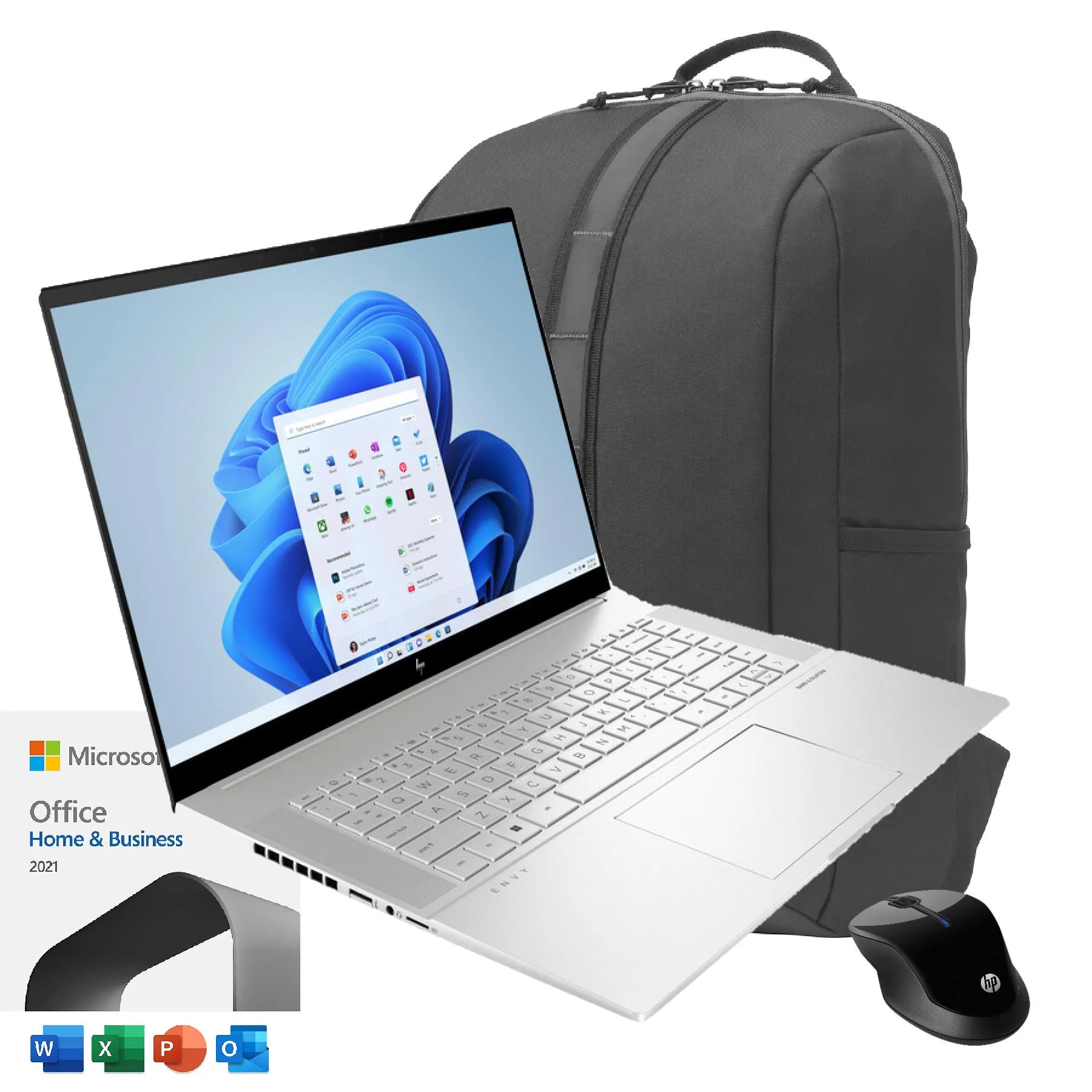 Hewlett Packard Envy Intel 16" Notebook + Microsoft Office 2021, Wireless Mouse & Backpack