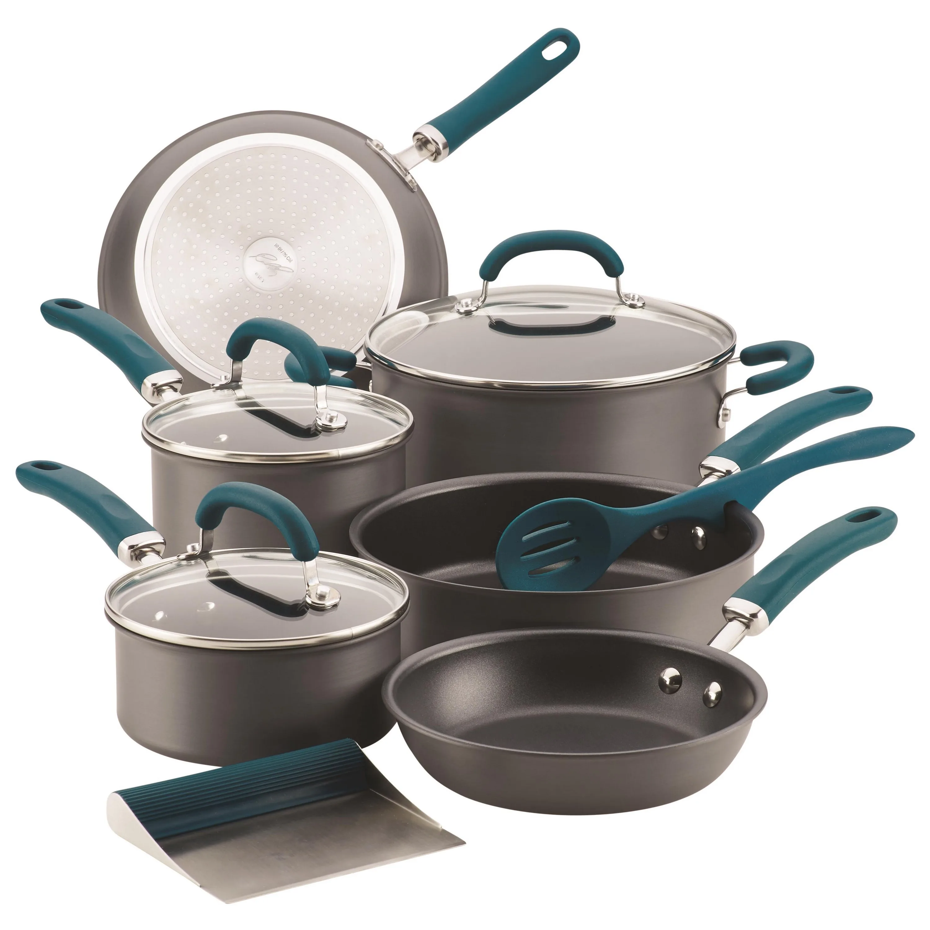 Rachael Ray Create Delicious 11Pc Hard Anodized Nonstick Cookware Teal