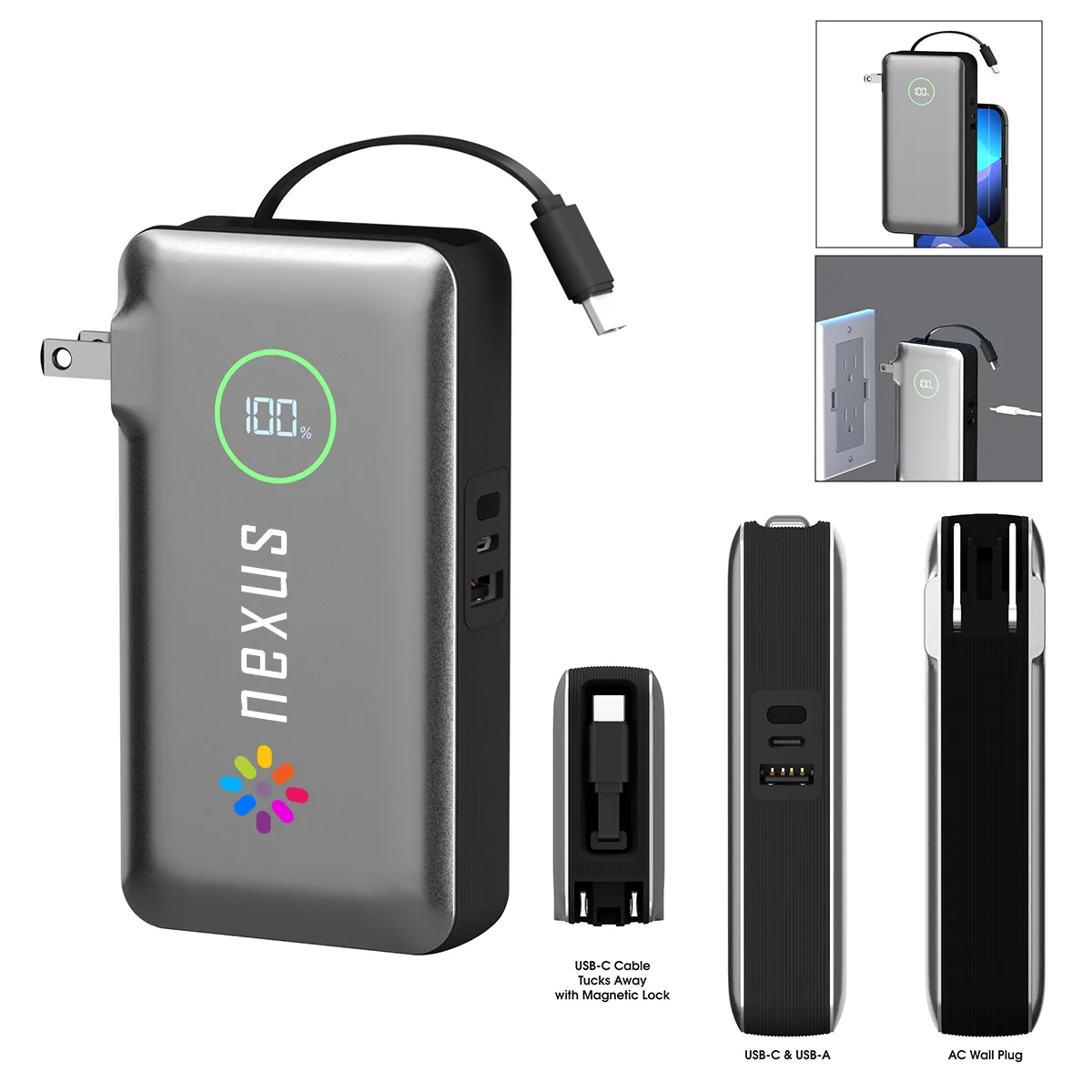 10,000 Mah Phonesuit® Journey Ac All-in-one Portable Battery Pack & Wall Adapter view 2