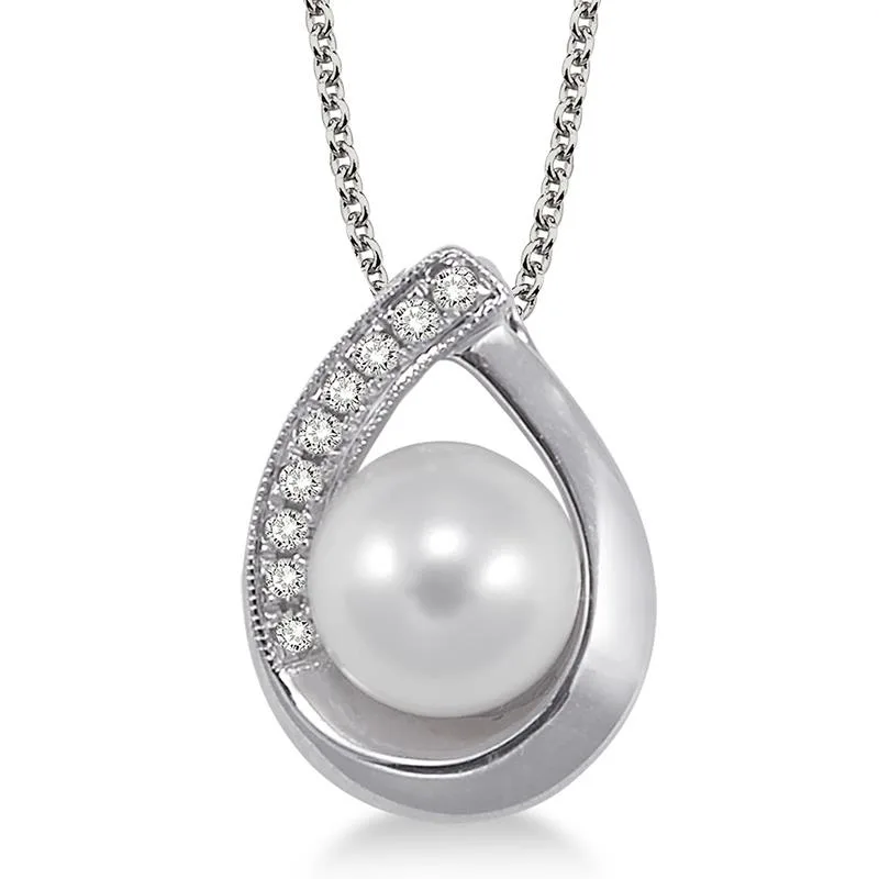 Jilco Inc Pearl & Diamond Necklace - White Gold