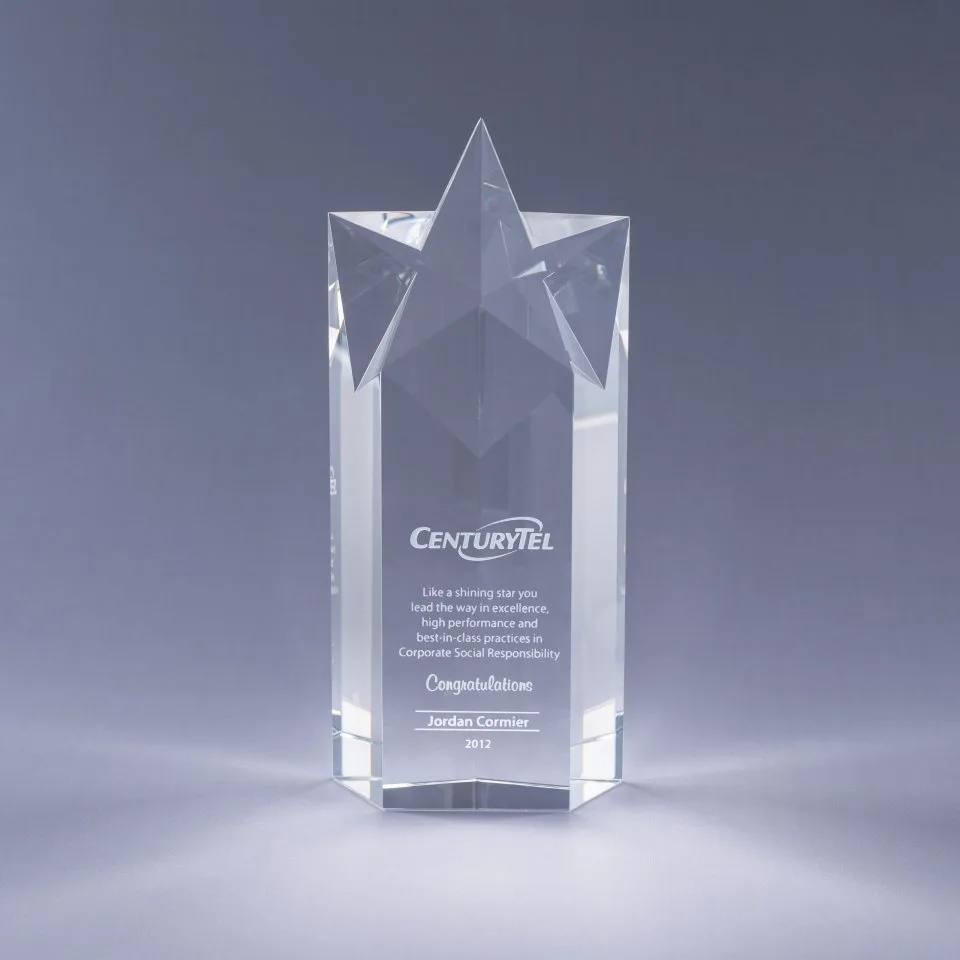 6" Rising Star Crystal Award with Base