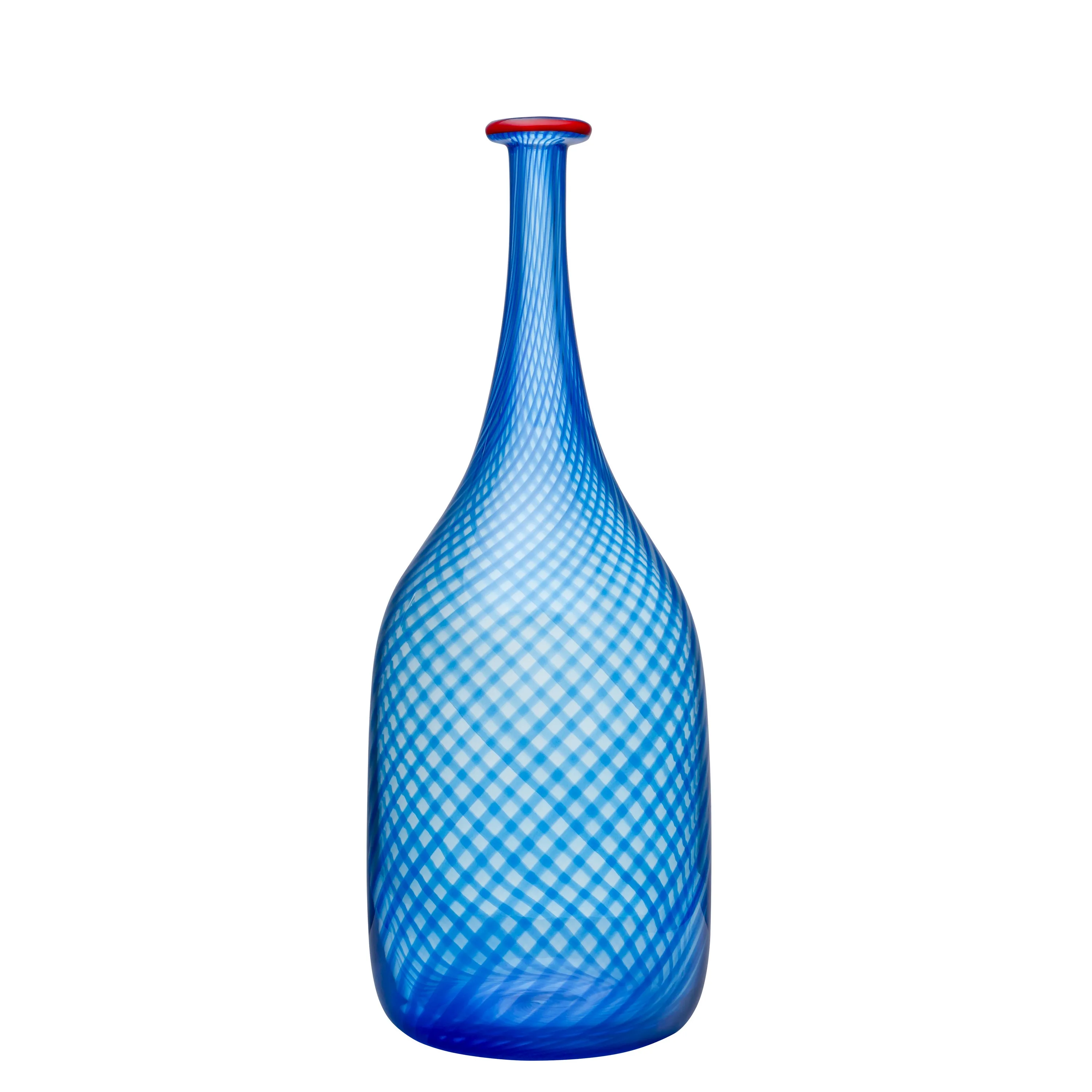 Kosta Boda Red Rim Bottle (Blue)